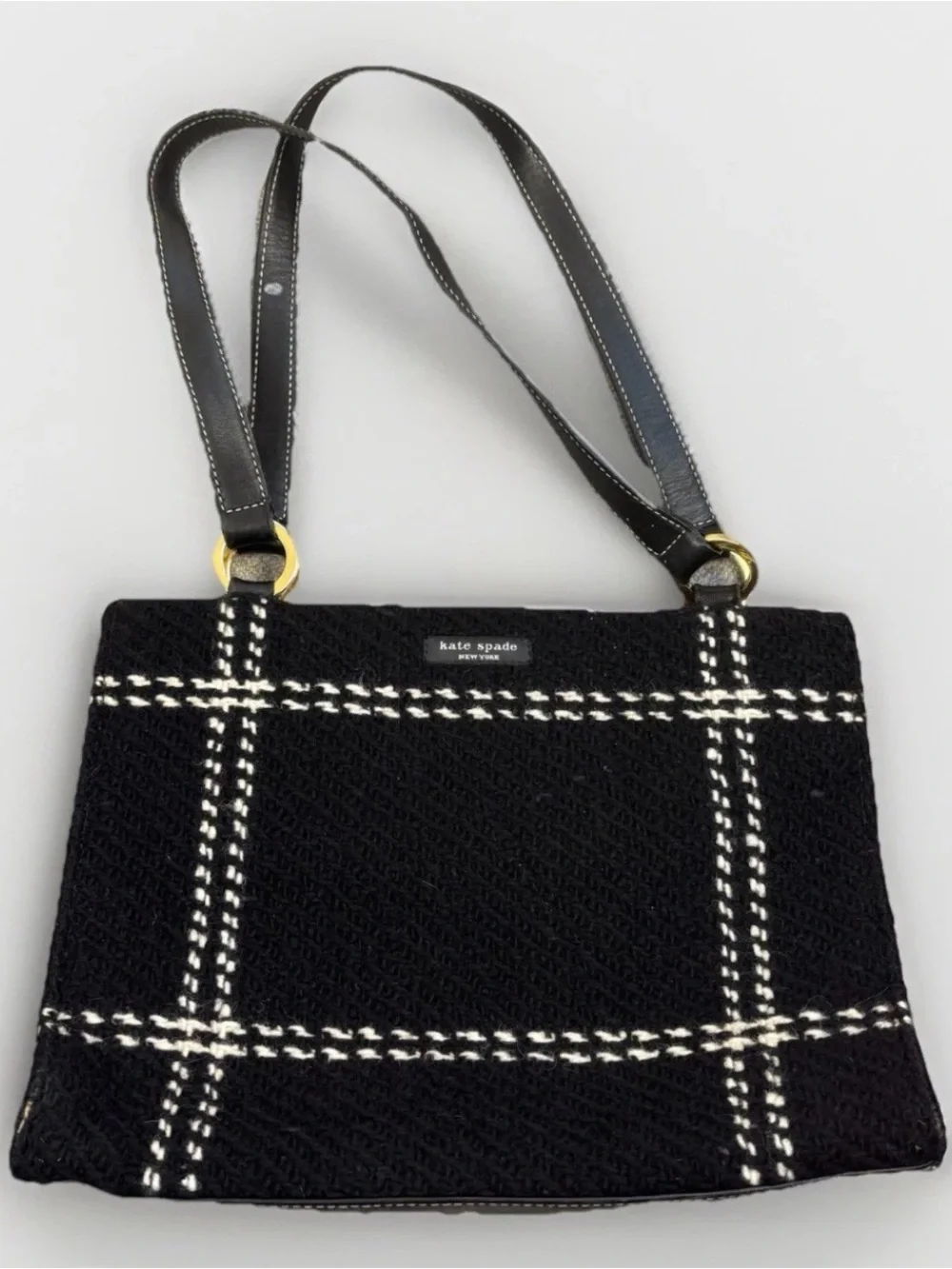 kate spade Vintage EUC! Made in Italy Black and White Plaid Shoulder Bag
